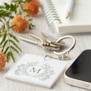 Monogramm für das klassische botanische Wappen Gre Schlüsselanhänger