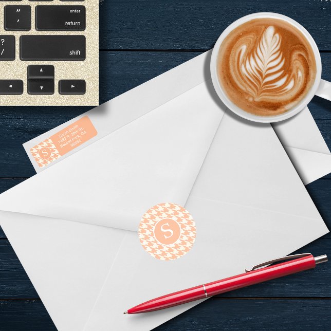 Monogramm für das klassische Hahnentrittmuster Runder Aufkleber (Von Creator hochgeladen)