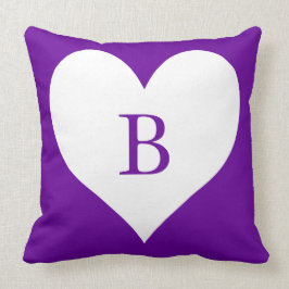 Monogramm für das lila und das weiße Herz Kissen