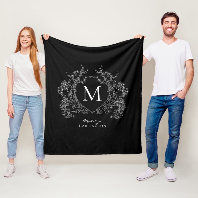 Monogramm für das moderne Schwarzweiß-Wappen Fleecedecke (Beispiel)