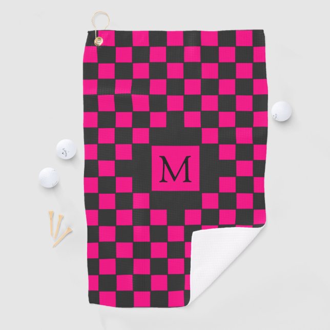 Monogramm für das Muster der rosa und schwarzen Ka Golfhandtuch (Insitu)
