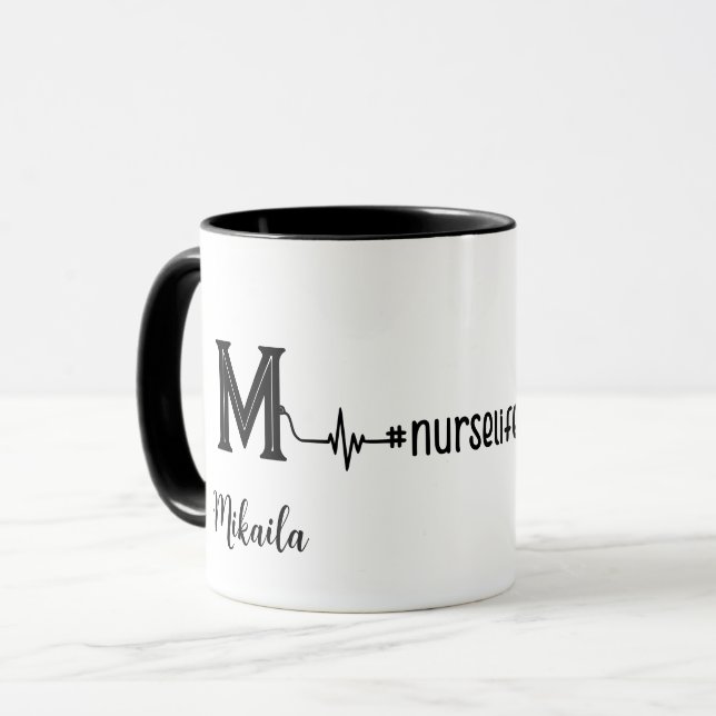 Monogramm für das personalisierte Nurse-Stethoskop Tasse (Vorderseite Links)