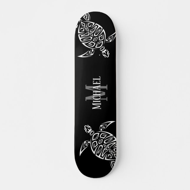 Monogramm für das Schwarze Hintergrundbild der wei Skateboard (Vorne)