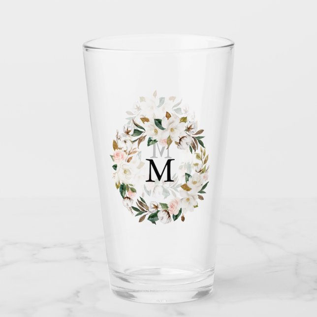 Monogramm für das Wasserfarbdraht Blush & White Ma Glas (Vorderseite)