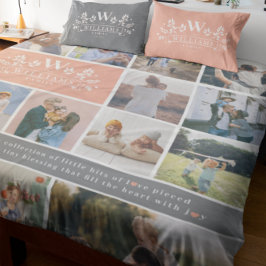 Monogramm für den Familiennamen | 15 FotoCollage Fleecedecke