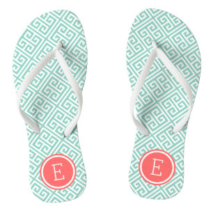 Monogramm für den griechischen Korallenschlüssel Flip Flops