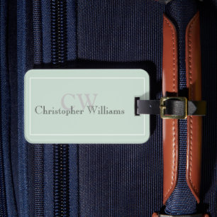 Monogramm für den grünen Minimalistischen Namen Gepäckanhänger