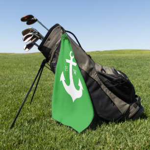 Monogramm für den grünen und weißen Anker Golfhandtuch