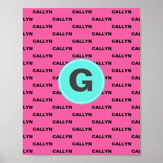 Monogramm für den heißen rosa Namen Poster (Vorne)