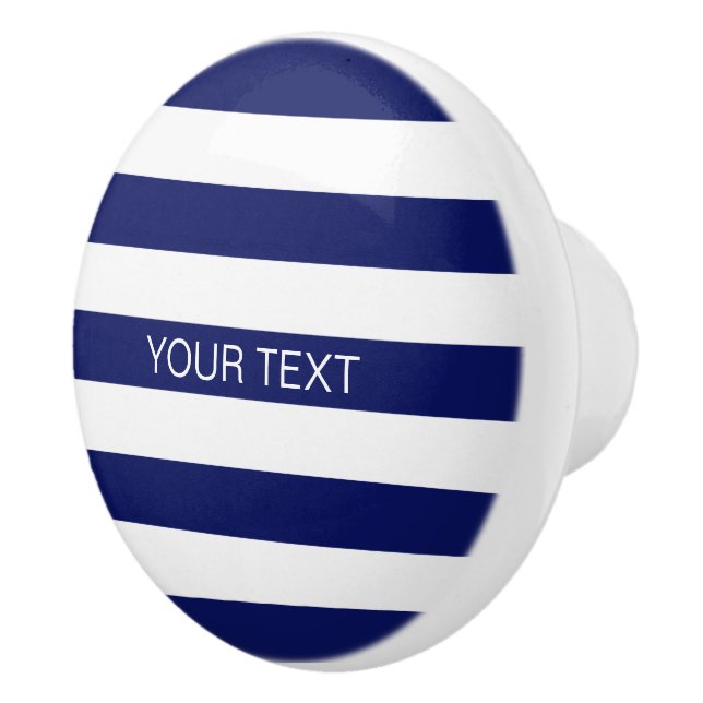 Monogramm für den horizontalen, Navy-Weiß-Preppy-S Keramikknauf (Rechts)