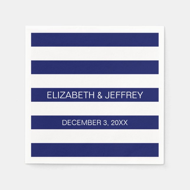 Monogramm für den horizontalen, Navy-Weiß-Preppy-S Serviette (Vorderseite)