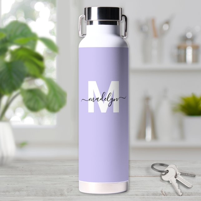 Monogramm für den lila modernen Namen Trinkflasche (Purple Modern Name Monogram Water Bottle)
