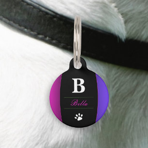 Monogramm für den Lila und schwarzen Pawprint Haustiermarke