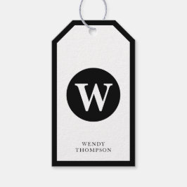 Monogramm für den Minimalistischen Kreis Schwarz/W Geschenkanhänger