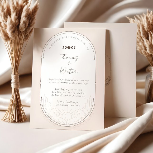 Monogramm für den Mond und die Sterne Einladung (Minimal Celestial Holistic Moon & Stars Monogram Invitation)