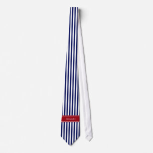 Monogramm für den Namen eines Navy Blue Stripe Krawatte