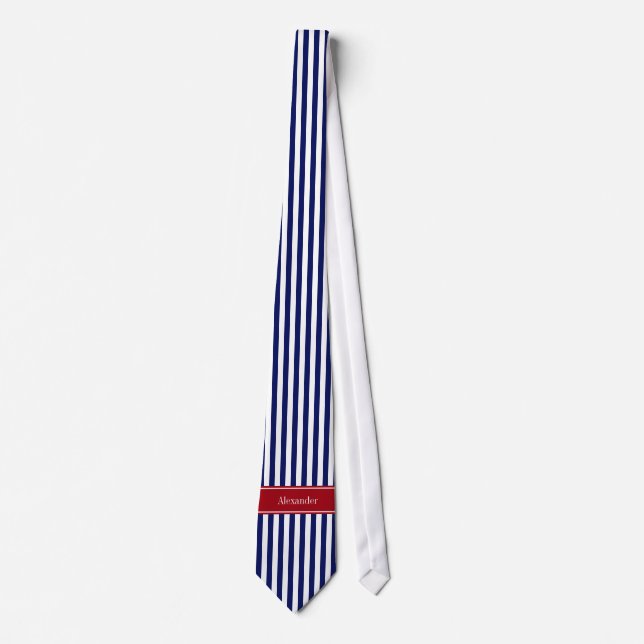 Monogramm für den Namen eines Navy Blue Stripe Krawatte (Vorderseite)