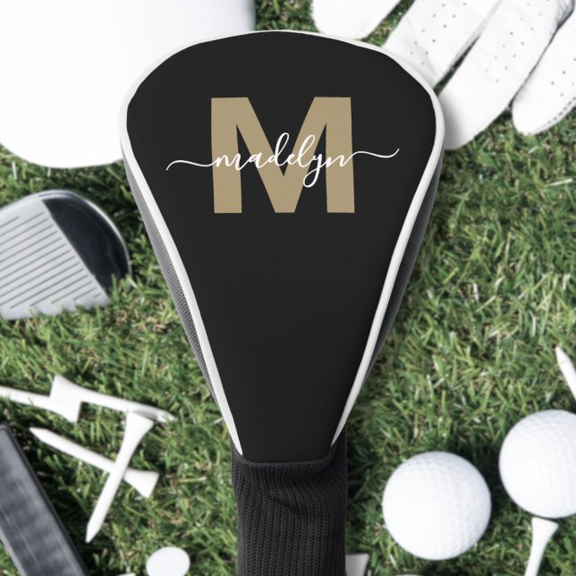 Monogramm für den personalisierten Anfangsnamen Golf Headcover (Personalized Gold Initial Name Monogram Golf Head Cover)
