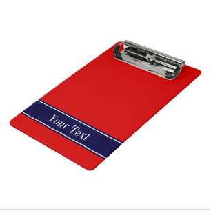 Monogramm für den roten, navy Blue Ribbon-Namen Mini Klemmbrett