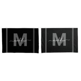 Monogramm für den Schwarz-weißen Skriptnamen Kissenbezug