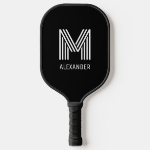Monogramm für den schwarzen Retrostil Pickleball Schläger