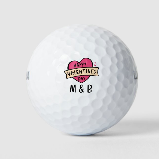Monogramm für den Valentinstag Golfball (Vorderseite)