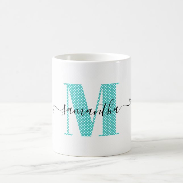 Monogramm für den weißen Polka-Dot Kaffeetasse (Mittel)
