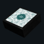 Monogramm für die aquamarine und weiße Blume Geschenkbox<br><div class="desc">Stilvoll und niedlich,  ist diese Aquamarine und weiße Blume Pattern Monogram Keepake Box perfekt für jede Frau.</div>