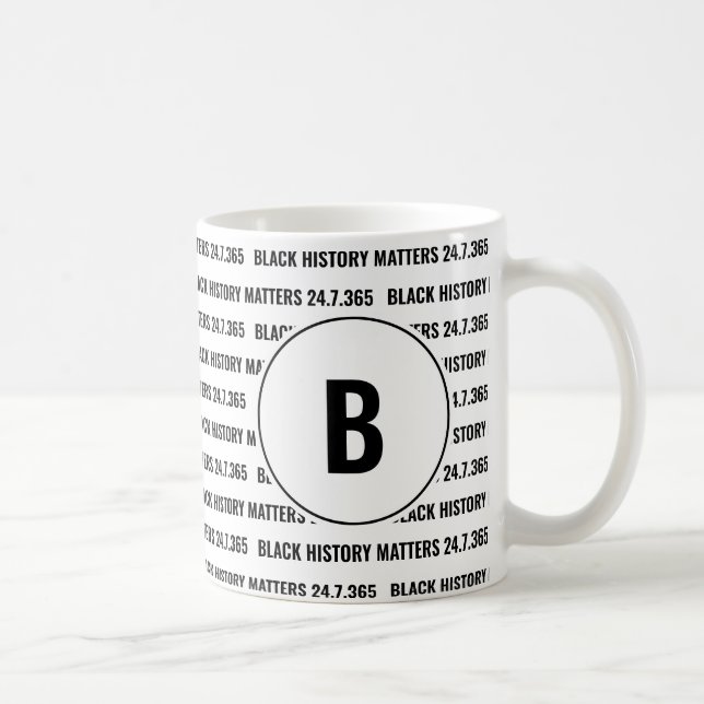 Monogramm für die benutzerdefinierte schwarze Hist Kaffeetasse (Rechts)