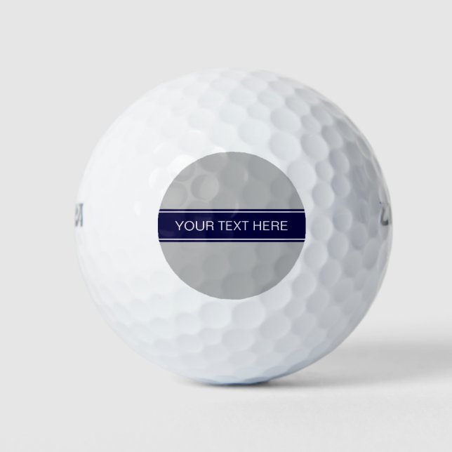 Monogramm für die Bezeichnung "Solid Gray Navy Blu Golfball (Vorderseite)
