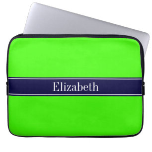 Monogramm für die Bezeichnung von Solid Lime Green Laptopschutzhülle