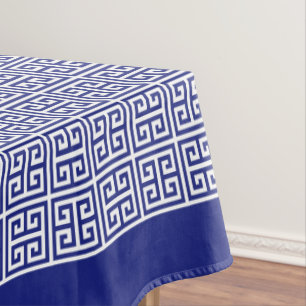 Monogramm für die blaue griechische Schlüsselgrenz Tischdecke