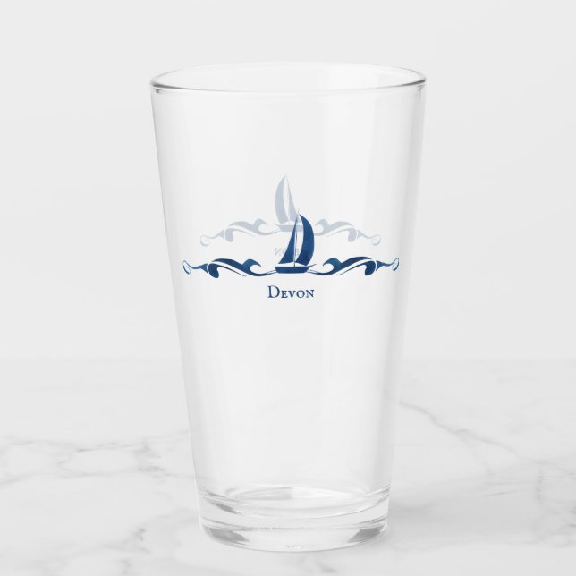 Monogramm für die blaue Segelyacht Glas (Vorderseite)