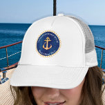 Monogramm für die blaue Streifen des Nautic Navy Truckerkappe<br><div class="desc">Monografisches Design des Nautic Navy Blue White Stripe Anchor Monogram. Alle Lieben personalisierte Dekoration. Wir haben uns auch darauf spezialisiert, einfache Vorlagen für personalisierte und maßgeschneiderte nautische Ferien-Zuhause zu schaffen. Wir machen die Verwaltung einer erfolgreichen Zuhause leichter, egal ob es sich um Wohngestaltung wie Kopfkissen, Teppiche und Wandkunst, um Maishole,...</div>