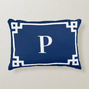 Monogramm für die blaue und die weiße griechische dekokissen