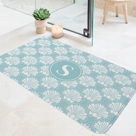 Monogramm für die blaue und weiße Seashell-Küste Badematte