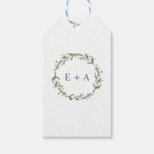 Monogramm für die blaue Wasserfarbe Geschenkanhänger
