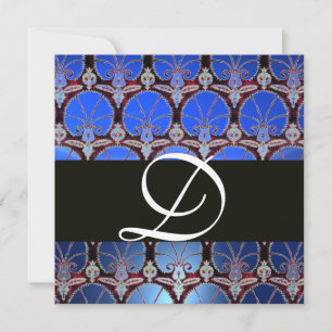MONOGRAMM FÜR DIE BLUE BLACK DAMASK EINLADUNG