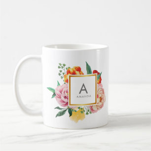 Monogramm für die Blume der Girly TRENDY Wasserfar Tasse
