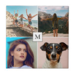 Monogramm für die FotoCollage  Fliese<br><div class="desc">Eine schöne Foto-Kachel für Ihre Zuhause mit vier Familienfotos und Monogramm.</div>