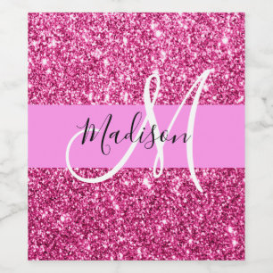 Monogramm für die Glitzern des Girl- und Glam-Hot- Weinetikett