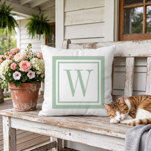 Monogramm für die Größen Grün und Weiß Classic Squ Kissen