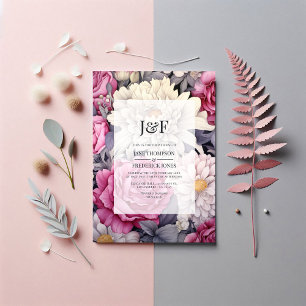Monogramm für die Hochzeit von Rosa, Grau und Elfe Einladung