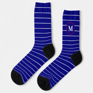 Monogramm für die klassische Navy Blue und White S Socken