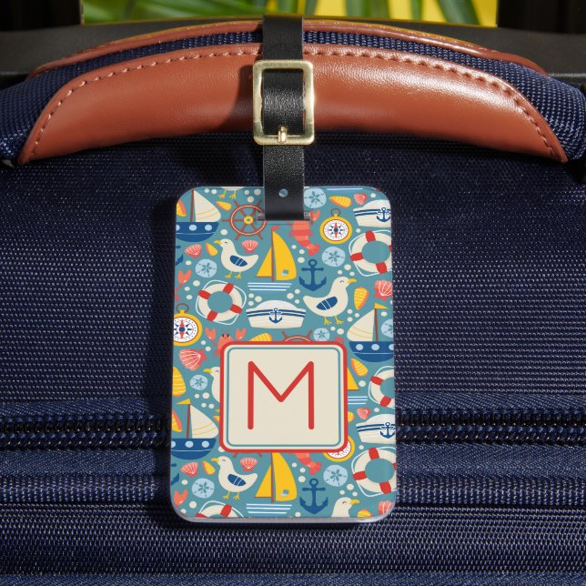 Monogramm für die niedliche Lebensdauer des Nautis Gepäckanhänger (Vorderseite Insitu 2)