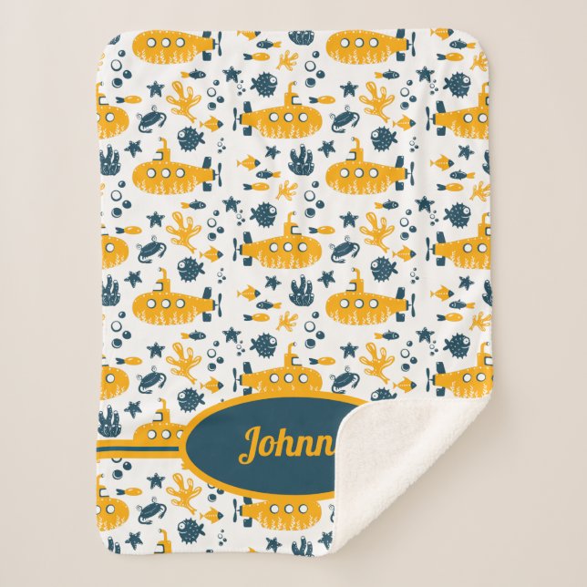 Monogramm für die niedliche Marine Unterwasser-Oze Sherpadecke (Vorderseite)