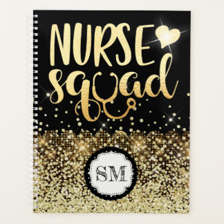 Monogramm für die Pflege von Glitzer-Nurse-Squad Planer
