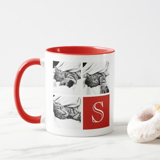 Monogramm für die rote und weiße Grafik Tasse (Mit Donut)