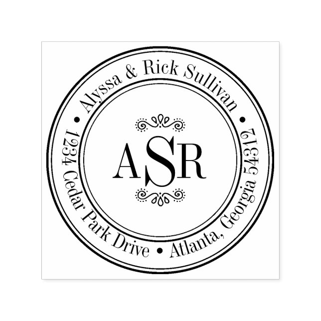 Monogramm für die Round-Border-Initialen Erstellen Permastempel (Design)