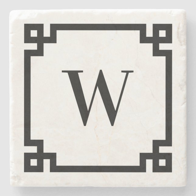 Monogramm für die schwarze griechische Schlüsselgr Steinuntersetzer (Vorderseite)